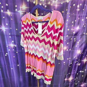 Lemon Love - The Lucy Short Sleeve Sweater - Pink, Orange - XL - NWT